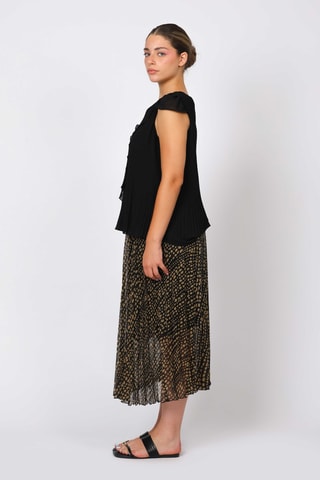 Falda midi - Beige y negro