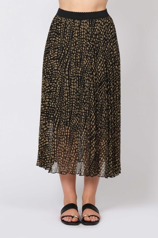 Falda midi - Beige y negro