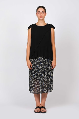 Falda midi - Negro y azul cobalto