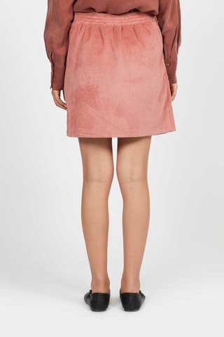 Falda recta de terciopelo de talle alto - Coral