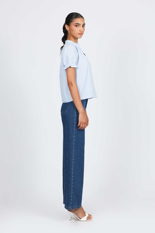 Blusa - Blanco y azul claro