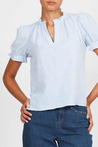 Blusa - Blanco y azul claro