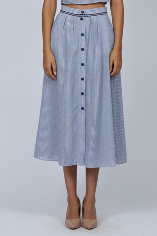 Falda midi de talle alto - Azul claro