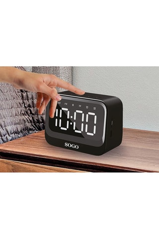 Réveil rechargeable Bluetooth sans fil - 5 W - Noir