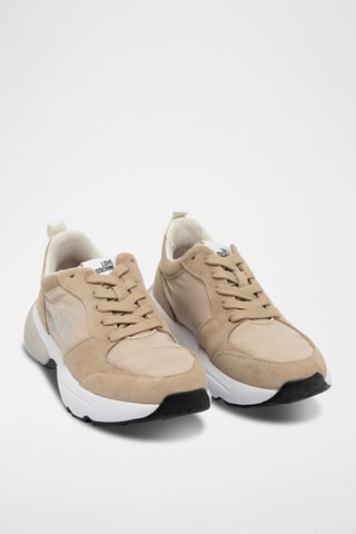 Baskets compensées en cuir - Beige