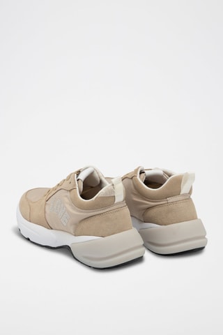 Baskets compensées en cuir - Beige