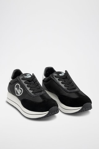 Baskets compensées en cuir - Noir