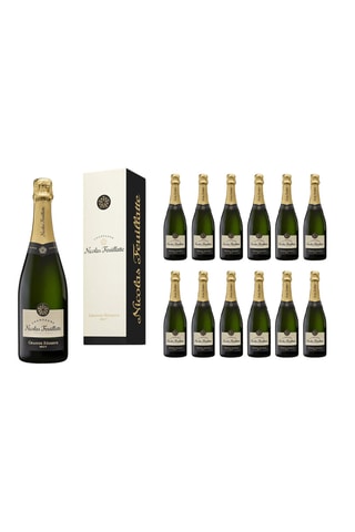 12 bouteilles de Grande Réserve Brut Nicolas Feuillatte 12 x 75 cl et bouteille de Grande Réserve Brut en étui Nicolas Feuillatte 75 cl