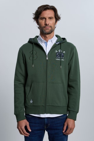 Sweat com capuz - Verde-escuro