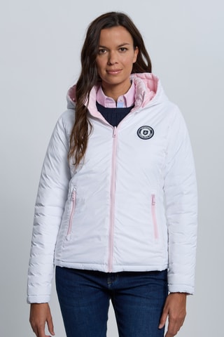 Doudoune réversible à capuche - Blanc et rose