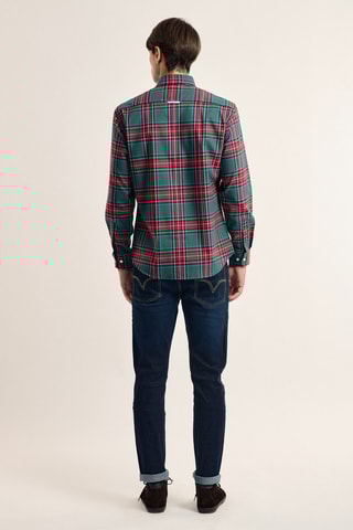 Chemise slim - Vert foncé et rouge