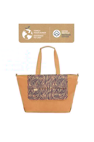 Tote bag et pochette - Marron et bleu