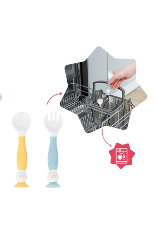 2 couverts d'apprentissages flexibles sans BPA - Dès 6 mois