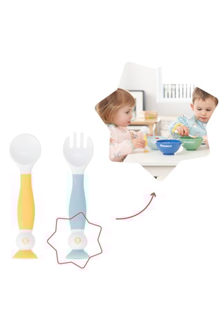 2 couverts d'apprentissages flexibles sans BPA - Dès 6 mois