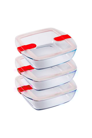 3 plats de conservation carrés en verre borosilicate Cook & Heat - 3 x 1 l