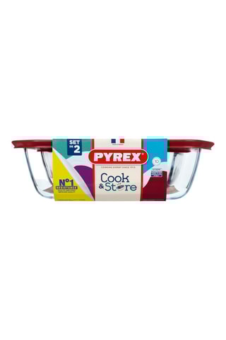 2 boîtes de conservation en verre avec couvercles Cook & Store Mix&Match - 23 x 15 et 28 x 20 cm - 1,2 et 2,5 l