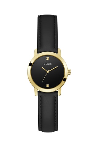 Montre à quartz en cuir - Noir et doré