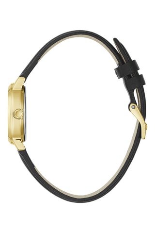 Montre à quartz en cuir - Noir et doré