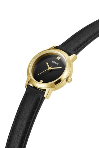 Montre à quartz en cuir - Noir et doré