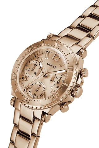 Montre à quartz en acier - Chronographe - Doré rose