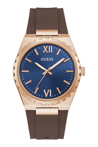 Montre à quartz en silicone - Marron et doré rose