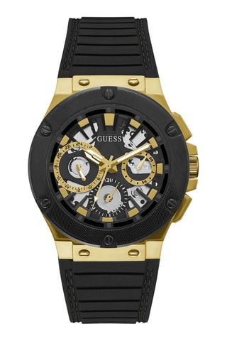 Montre à quartz en silicone - Noir et doré