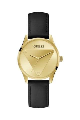 Montre à quartz en cuir - Noir et doré