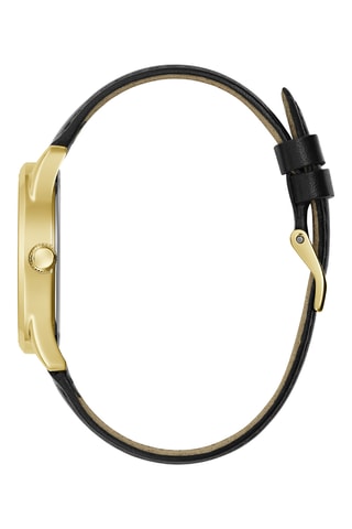 Montre à quartz en cuir - Noir et doré