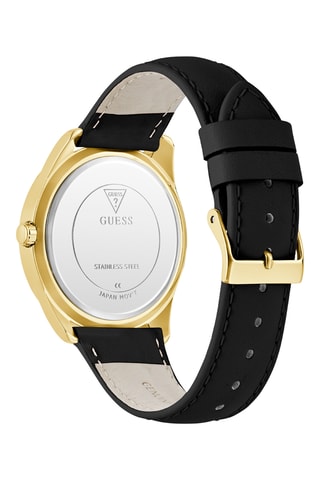 Montre à quartz en cuir - Noir et doré