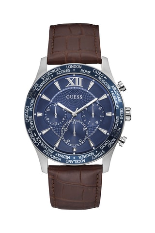 Montre à quartz en cuir - Marron et argenté