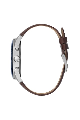 Montre à quartz en cuir - Marron et argenté