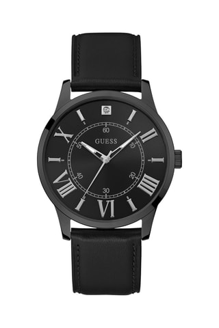 Montre à quartz en cuir - Noir