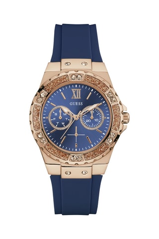 Montre à quartz en silicone - Bleu et doré rose