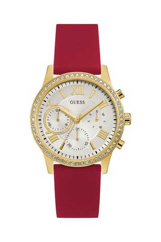 Montre à quartz en silicone - Chronographe - Rouge et doré