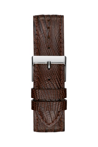 Montre à quartz en cuir - Chronographe - Marron et argenté