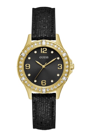 Montre à quartz en cuir - Noir et doré