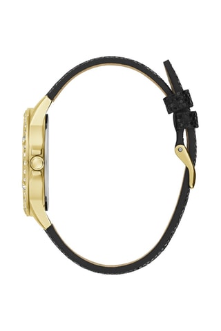 Montre à quartz en cuir - Noir et doré