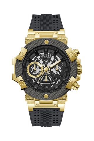 Montre à quartz en silicone - Noir et doré