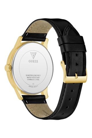 Montre à quartz en cuir - Noir et doré