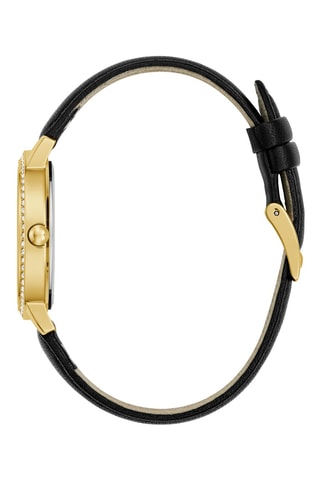 Montre à quartz en cuir - Noir et doré