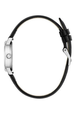 Montre à quartz en cuir et silicone - Noir et argenté