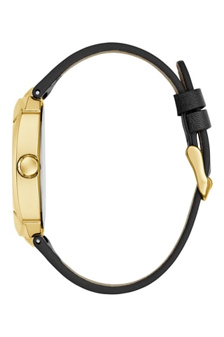 Montre à quartz en cuir - Noir et doré