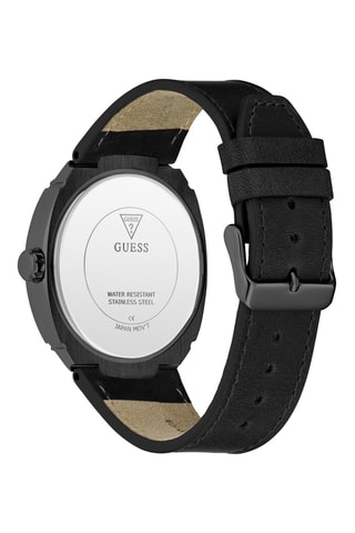 Montre à quartz en cuir véritable - Noir