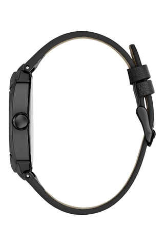 Montre à quartz en cuir véritable - Noir