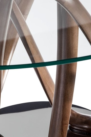 Table à manger en verre et frêne massif - 120 x 78 x 120 cm