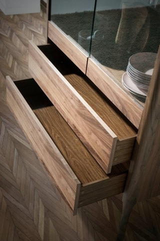 Vitrine 2 portes 2 tiroirs - Naturel