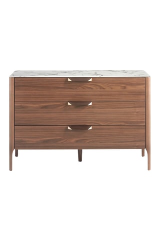 Buffet 3 tiroirs - Imitation noyer et gris