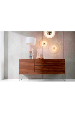 Buffet 2 portes - Imitation noyer et transparent