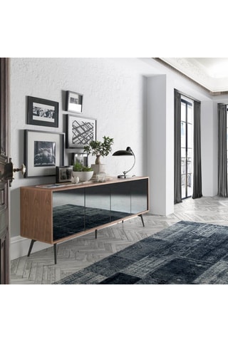 Buffet 4 portes - Imitation noyer et noir