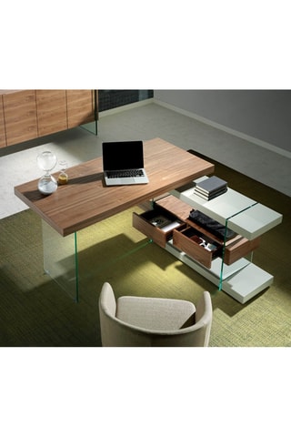 Bureau - Imitation noyer et gris clair